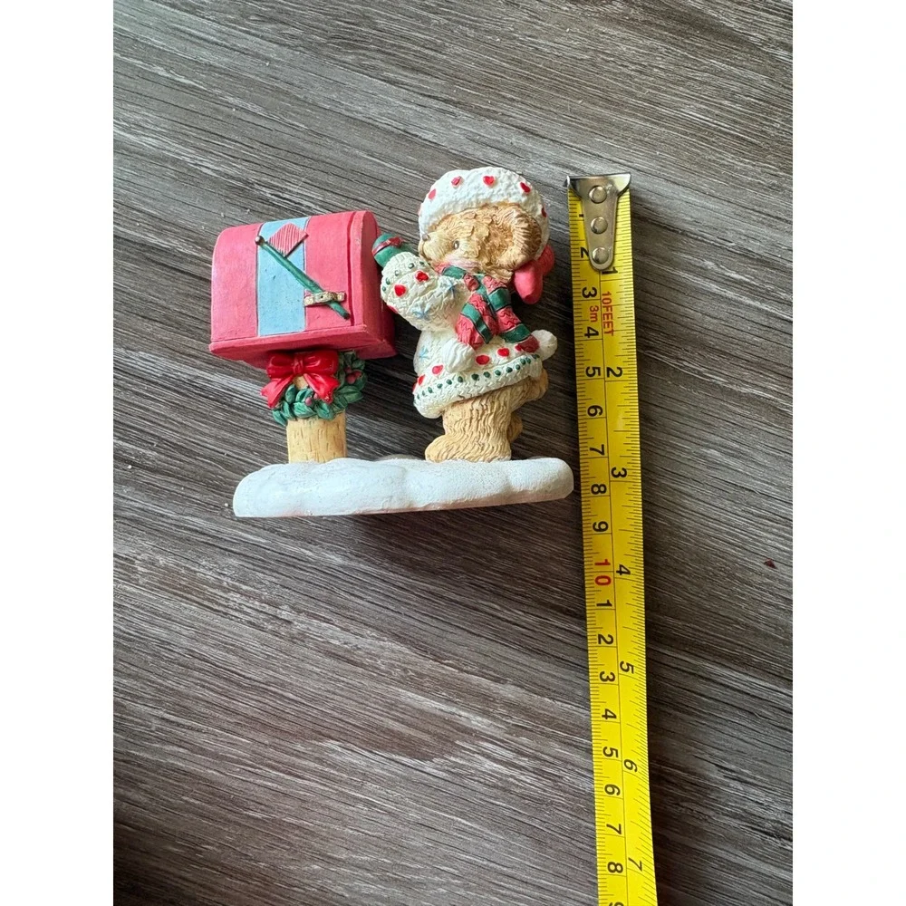 Carlton Cards Christmas Teddy Bear Figurine Hinged Mailbox Gifts Candy Cane